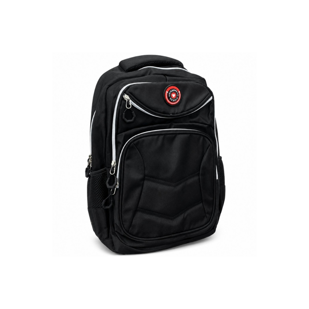 Mochila Negra Con Múltiples Compartimentos Para Uso Diario
