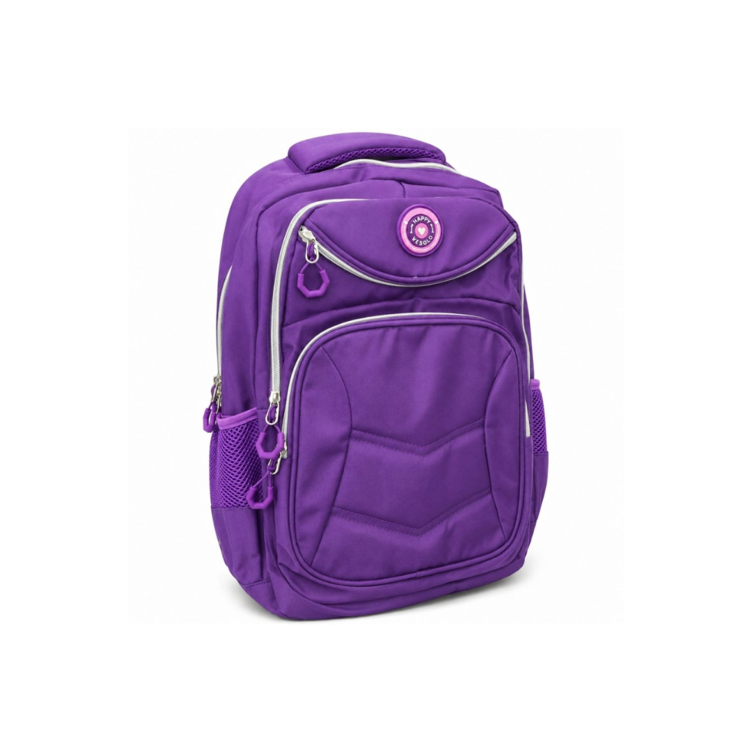 Mochila Multifunción Happy Vesulo Violeta Cierres Blancos