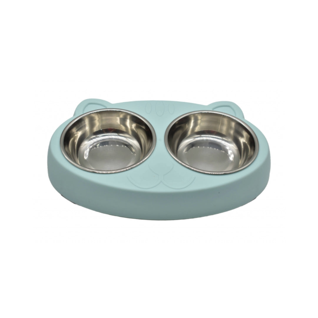 Comedero bebedero con platos de metal para mascota