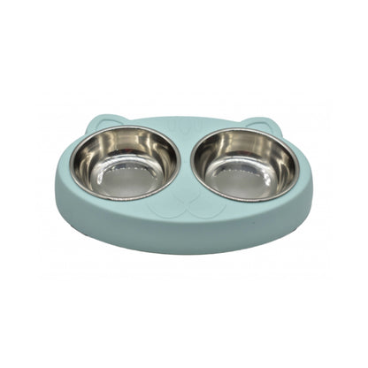 Comedero bebedero con platos de metal para mascota