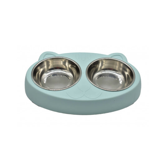 Comedero bebedero con platos de metal para mascota