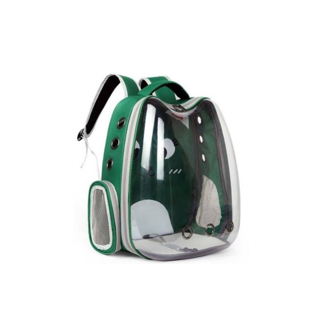 Mochila transportadora de mascotas con diseño transparente