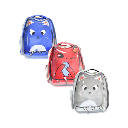 Mochila transportadora de mascotas con diseño transparente