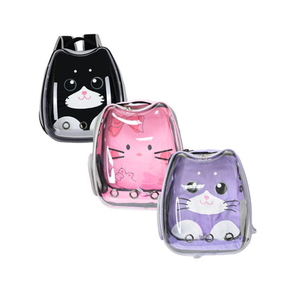 Mochila transportadora de mascotas con diseño transparente