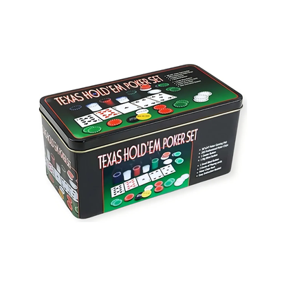 Set De Póker 200 Fichas +2 Mazos Cartas + Paño - En Lata