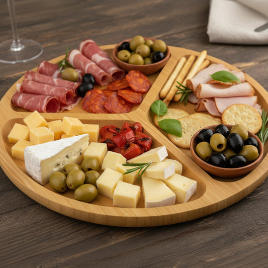 Tabla Para Picadas De Bamboo 3 Divisiones Fiambres