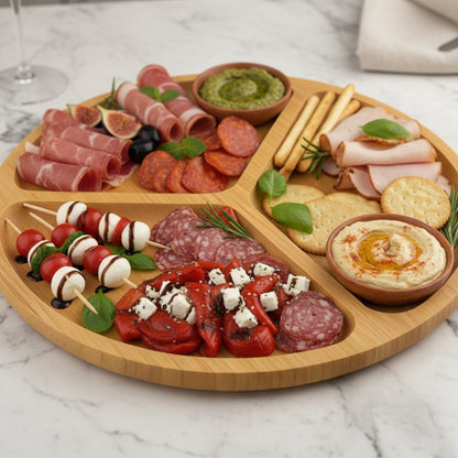 Tabla Para Picadas De Bamboo 3 Divisiones Fiambres