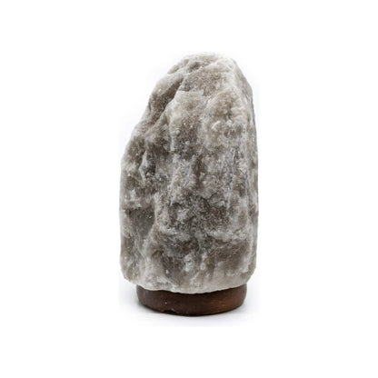 Lámpara de sal de Himalaya Gris con Base de Madera