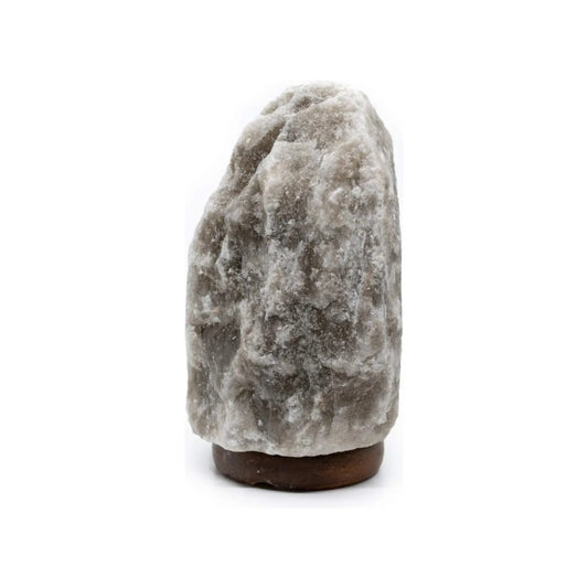 Lámpara de sal de Himalaya Gris con Base de Madera