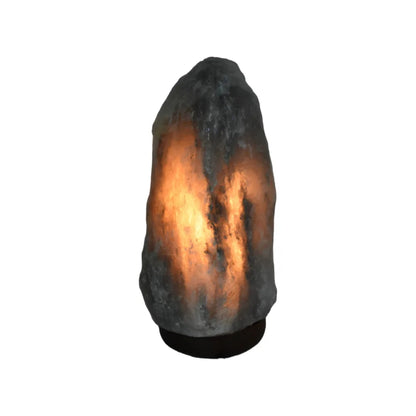 Lámpara de sal de Himalaya Gris con Base de Madera