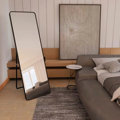 Espejo de Pie Marco Negro Cuerpo Entero Moderno 150x40