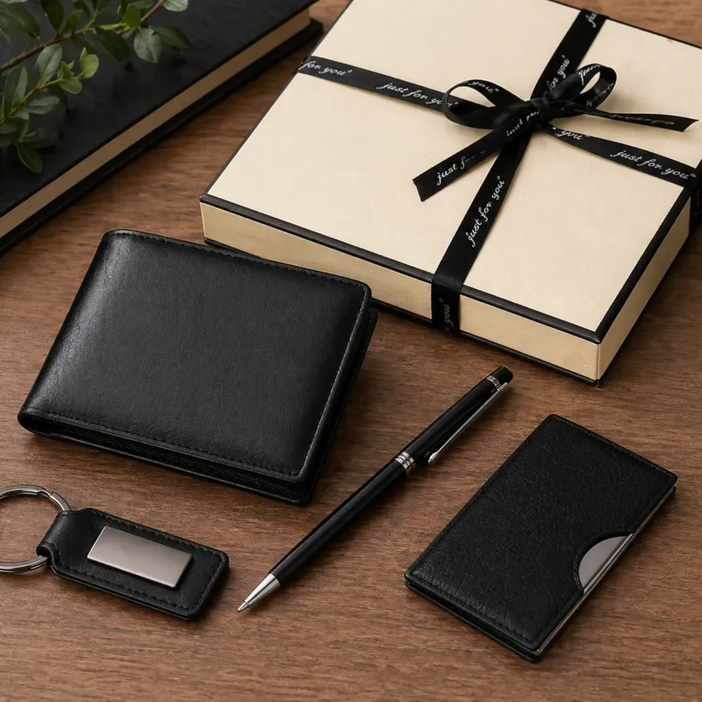 Set Regalo Hombre Billetera, Tarjetero, Llavero Y Lapicera