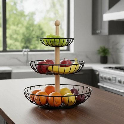 Organizador De Metal 3 Bandejas Frutero Multiuso Cocina