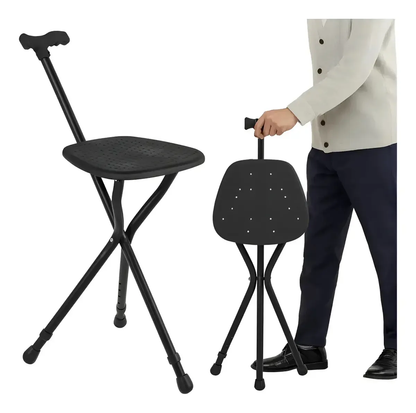 Baston Con Asiento Plegable Y Ajustable 90cms Adultos Mayor