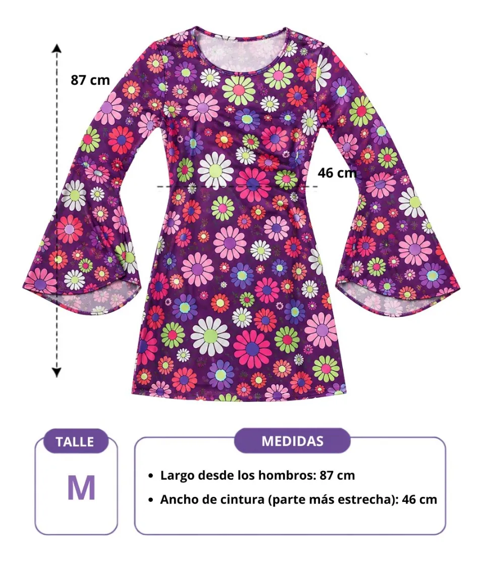 Disfraz Vestido Para Adulto Nostalgia Retro Modo Fiesta