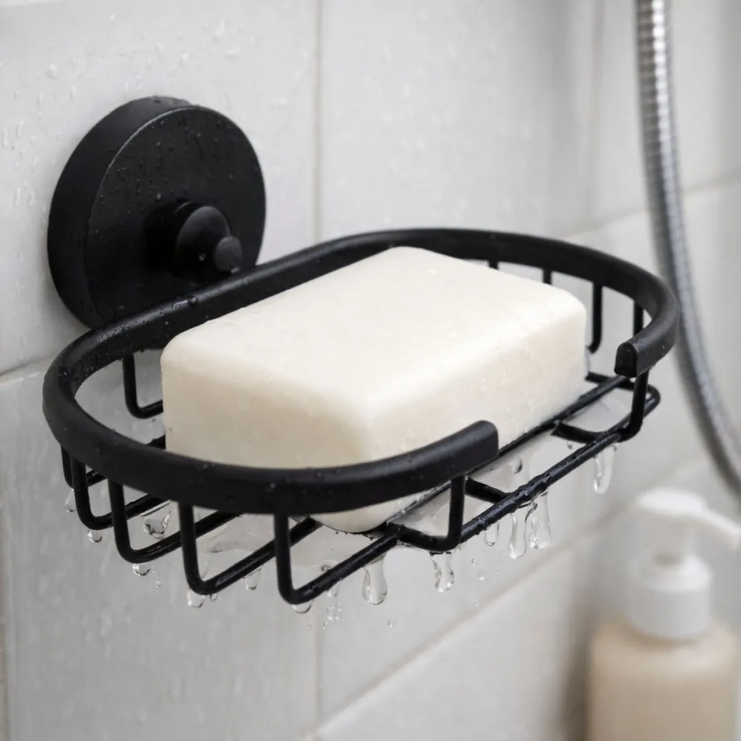 Jabonera Con Escurridor Para Baño o Cocina Negra