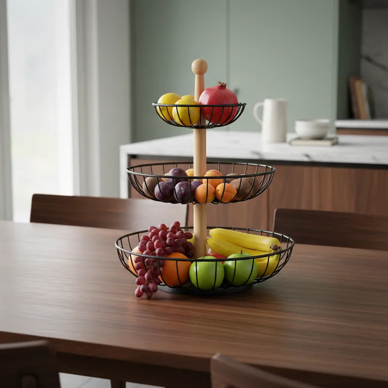 Organizador De Metal 3 Bandejas Frutero Multiuso Cocina