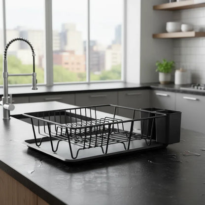 Escurridor De Platos Seca Vajilla y Cubiertos Negro