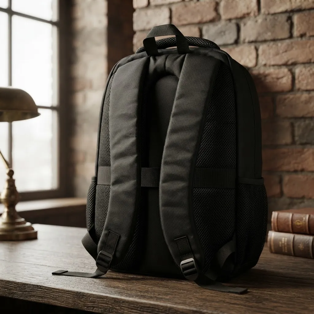 Mochila Negra Con Múltiples Compartimentos Para Uso Diario