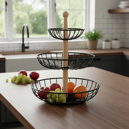 Organizador De Metal 3 Bandejas Frutero Multiuso Cocina