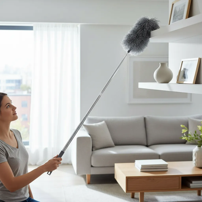 Plumero Extensible De Microfibra Gris 80cm Atrapa Polvo