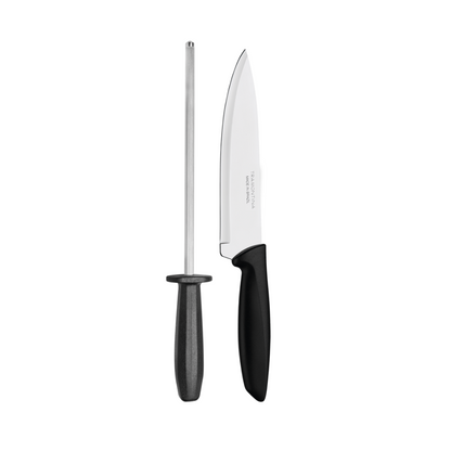 Set Cuchillo De Cocina Y Chaira Tramontina Acero Inoxidable