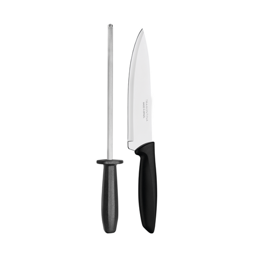 Set Cuchillo De Cocina Y Chaira Tramontina Acero Inoxidable