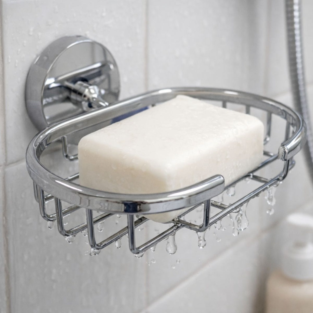 Jabonera Con Escurridor Para Baño o Cocina Plateada